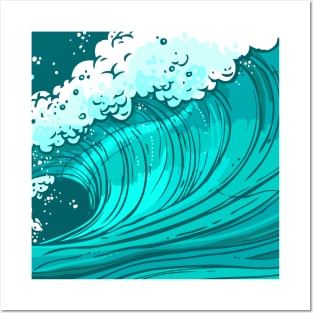Green ocean wave Posters and Art